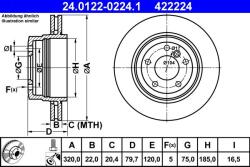 ATE Disc frana spate BMW X3 E83 ATE 24.0122-0224.1 (24.0122-0224.1)