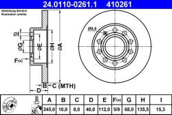 ATE Disc frana spate Audi A4 B6/B7, Seat Exeo ATE 24.0110-0261.1 (24.0110-0261.1)