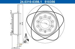 ATE Disc frana spate PowerDisc Audi A3 ATE 24.0310-0356.1 (24.0310-0356.1)