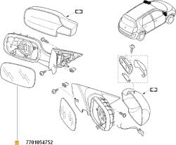 Original Renault Sticla oglinda, oglinda retrovizoare exterioara ORIGINAL RENAULT 7701054752