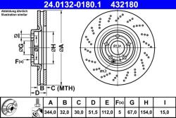 ATE Disc frana fata perforat Mercedes CLS C218/X218 ATE 24.0132-0180.1 (24.0132-0180.1)