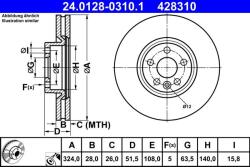 ATE Disc frana fata Volvo XC60 I ATE 24.0128-0310.1 (24.0128-0310.1)