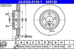 ATE Disc frana fata PowerDisc BMW Seria 3 E46, Z4 E85 ATE 24.0325-0138.1 (24.0325-0138.1)