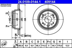 ATE Disc frana Honda Cr-V II ATE 24.0109-0144.1 (24.0109-0144.1)