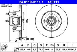 ATE Disc frana VW Golf II/III, Passat B3/B4 ATE 24.0110-0111.1 (24.0110-0111.1)