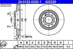 ATE Disc frana spate Audi A4 B6/B7 ATE 24.0122-0220.1 (24.0122-0220.1)