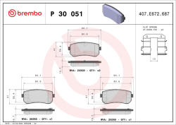 BREMBO Set placute frana BREMBO P 30 051 (P 30 051)