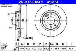 ATE Disc frana fata Citroën C4 Cactus, C3 I ATE 24.0113-0184.1 (24.0113-0184.1)