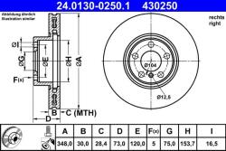 ATE Disc frana BMW X4 F26 ATE 24.0130-0250.1 (24.0130-0250.1)