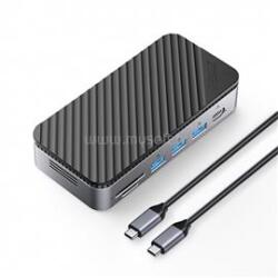 ORICO M2P11-BK notebook dokkoló (Bemenet: USB-C, Kimenet: HDMI/DP/USB-A+C/RJ45/M. 2/PD100W, sötétszürke) (ORICO-M2P11-BK-EP) (ORICO-M2P11-BK-EP)
