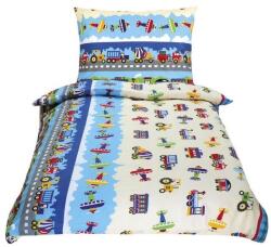 BELLATEX Junior pamut - 140×200, 70×90 cm - repülőgépek és autók, kék (5308)