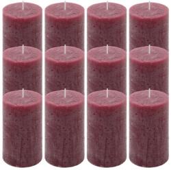 Nexos Set de lumânări rustice, 11, 5 cm, Ø 6, 8 cm, burgundy, 12 buc (DK47322_SL12)