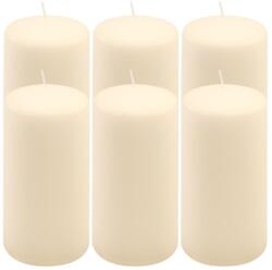 Nexos Set de lumânări tip pilon, 15 cm, Ø 7, 5 cm, crem, 6 buc (DK47121_SL06)