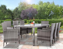 CASARIA Bali 1+8 kerti rattan bútor szett - szürke/antracit (996947)