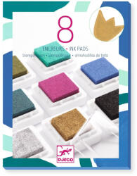 Djeco Tintapárnák nyomdához természetes színek - Kreatív eszköz - 8 ink pads and 1 cleaner - chic - DJ09799