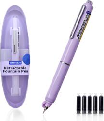 Writech Stilou retractabil Writech corp violet cu cutie cadou si 5 patroane cerneala albastre W-784/1-A-BLUE