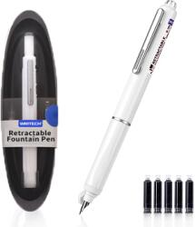 Writech Stilou retractabil Writech corp alb cu cutie cadou si 5 patroane cerneala albastre W-784/1-E-BLUE