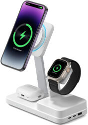 ESR - Prémium 6 az 1-ben vezeték nélküli töltőállomás HaloLock CryoBoost (6E007) - iPhone MagSafe, AirPods, Apple Watch, 100W - Fehér
