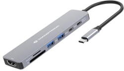 Conceptronic Docking Station CONCEPTRONIC USB-C->HDMI, 2xUSB-C, SD, TF, 100WPD 25cm gr (DONN28G)