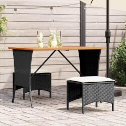 vidaXL fekete polyrattan kerti asztal akácfa lappal 105x75x72 cm (4104138)