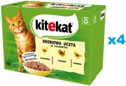 Kitekat Baromfi zselés lakoma 48x85g teljes értékű nedves eledel felnőtt macskáknak csirkével, pulykával és baromfival zselében