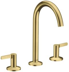 Hansgrohe One - Mosdócsaptelep Push-Open leeresztővel, 3 nyílásos beépítés, EcoSmart, csiszolt sárgaréz 48050950 (48050950)
