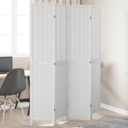 vidaXL Разделител за стая, 4 панела, бял, дърво пауловния масив (358723)