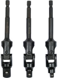 TOYA Csuklós dugókulcs adapter készlet 3 részes 1/4" Hex -> 1/4" 3/8" 1/2" négyszög CrV (YT-04641)