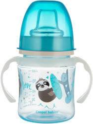 Canpol babies Cseppmentes Szilikon tanulópohár világító fogantyúval 120ml (6h+) Exotic Animals - Kék