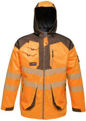 Regatta Férfi kabát HiVis vízálló fényvisszaverő parka 2XL narancssárga|szürke