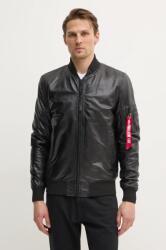 Alpha Industries bőr bomberdzseki MA-1 Leather férfi, fekete, átmeneti, 156141 - fekete XL