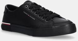 Tommy Hilfiger bőr sportcipő CORE CORPORATE VULC LEATHER fekete, FM0FM05399 - fekete Férfi 44