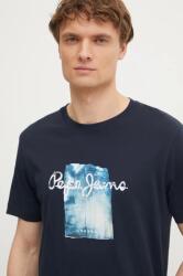 Pepe Jeans pamut póló PRUSH sötétkék, férfi, nyomott mintás, PM509781 - sötétkék L