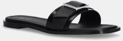 Calvin Klein bőr papucs FLAT SLIDE W/BUCKLE - LTH fekete, női, HW0HW02490 - fekete Női 40