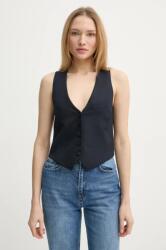 Zadig&Voltaire gyapjú mellény sötétkék, egysoros gombolású, WWBL01913 - sötétkék 40