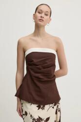 Abercrombie & Fitch vászon felső barna, sima, KI140-5047 - barna XL