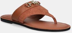 Tommy Hilfiger bőr flip-flop MIXED LEATHER HORSEBIT THONG barna, női, lapos talpú, FW0FW08506 - barna Női 37