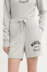 Moschino Jeans pamut rövidnadrág szürke, nyomott mintás, magas derekú, 0380 3201 - szürke L