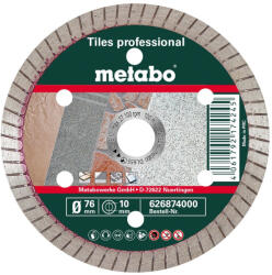 Metabo 626874000 Gyémánt darabolótárcsa, 76x10, 0mm, "TP", Fliesen "professional (626874000)