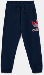 Adidas gyerek pamut melegítőnadrág sötétkék, nyomott mintás, JC9142 - sötétkék 176