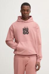 HUGO BOSS pamut melegítőfelső rózsaszín, férfi, nyomott mintás, kapucnis, 50530428 - rózsaszín XL