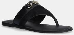 Tommy Hilfiger bőr flip-flop MIXED LEATHER HORSEBIT THONG fekete, női, lapos talpú, FW0FW08506 - fekete Női 39