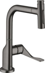 Hansgrohe Citterio Select 230 egykaros konyhai csaptelep kihúzható kifolyóval, szálcsiszolt fekete/króm 39863340 (39863340)