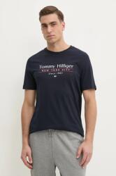 Tommy Hilfiger pamut póló sötétkék, férfi, nyomott mintás, MW0MW38621 - sötétkék M