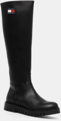 Tommy Jeans csizma TJW LONG SHAFT BOOT fekete, női, lapos talpú, EN0EN02627 - fekete Női 40