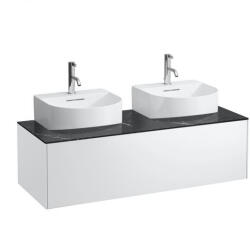Laufen Sonar matt fehér alsószekrény kettő kivágással 117, 7x45, 7x34, 1 cm egy fiókkal, kerámia pulttal H4054540341431 (H4054540341431)