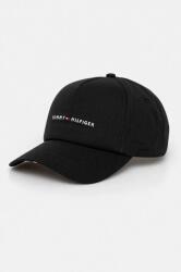 Tommy Hilfiger pamut baseball sapka fekete, nyomott mintás, AM0AM13162 - fekete Univerzális méret