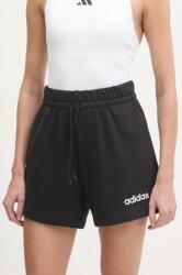 adidas rövidnadrág Essentials Linear női, fekete, sima, közepes derékmagasságú, JG8639 - fekete XL