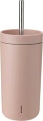 Stelton Cană termică To-Go Sip 400 ml roz murdar din oțel dublu cu pai (686-50)