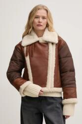 BA&SH bőrdzseki EXPLORA női, barna, átmeneti, oversize, 1E25EXPL - barna L